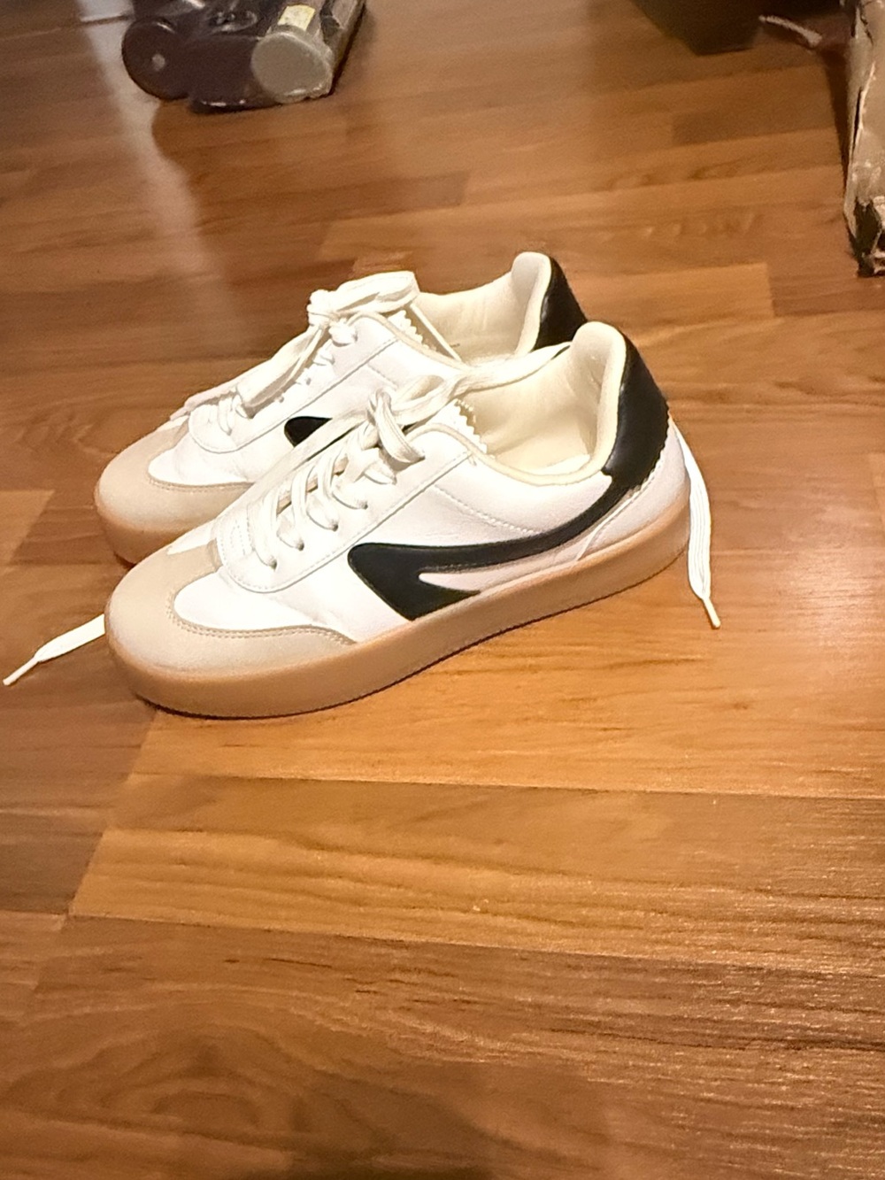 Dolce Vita White and Black Platform Sneakers